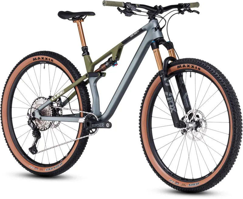 Cube AMS ONE11 C:68X TM 29 Full Suspension Mountain Bike in Flashgrey and Olive-1