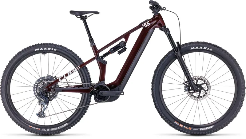 Cube Stereo Hybrid ONE55 C:68X SLX 750 Full Suspension Electric Mountain Bike in Liqred