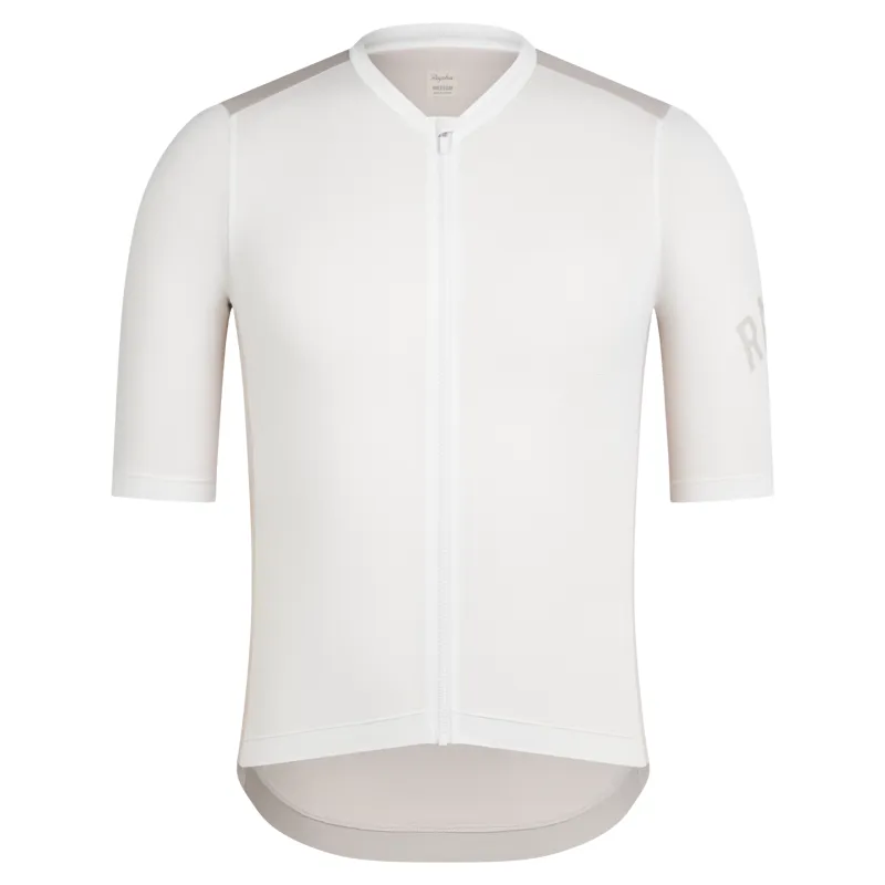 Rapha Men's Pro Team Short Sleeve Cycling Jersey in White Alyssum and Silver Gray