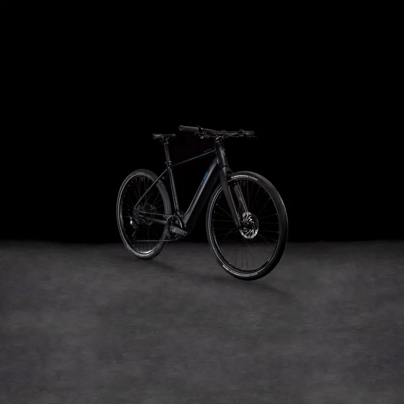 Cube Editor Hybrid Pro 400X Electric Hybrid Bike in Black and Spectral-6