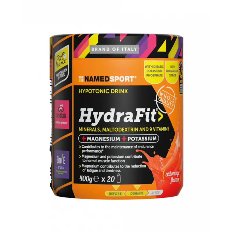 Named Sport HydraFit Hypotonic Sports Energy Drink in Red Orange Flavour 400G