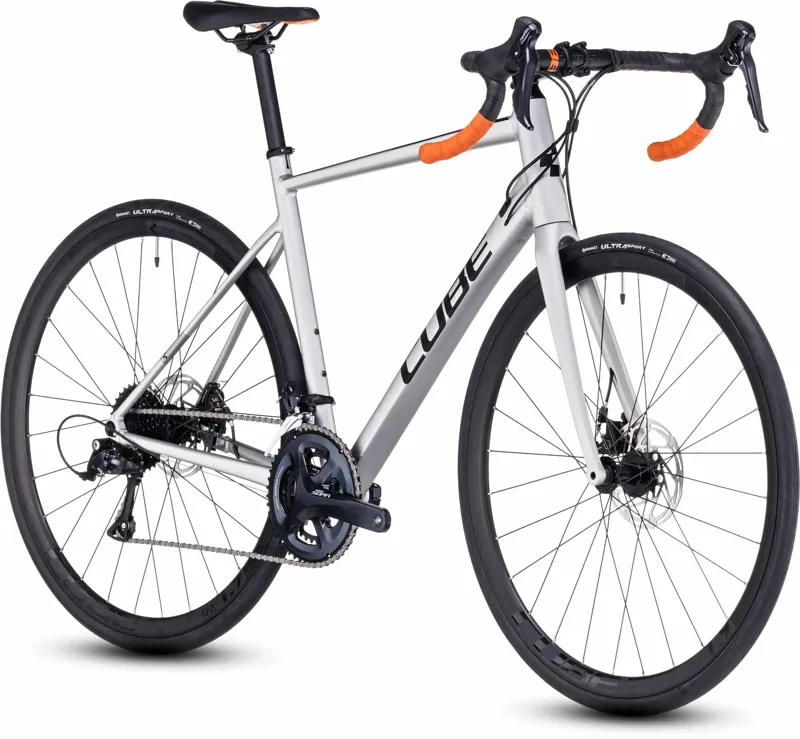 Cube Attain Pro Road Bike in Silver and Orange-1