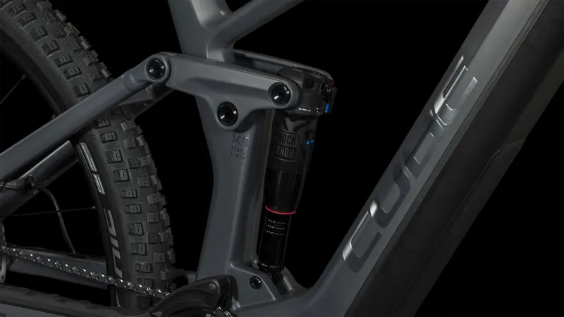 Cube Stereo Hybrid 140 HPC Race 750 Electric Full Suspension Mountain Bike in Grey and Chrome-1