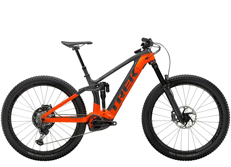2021 Trek Rail 9.9 XTR Electric Mountain Bike Charcoal and Orange