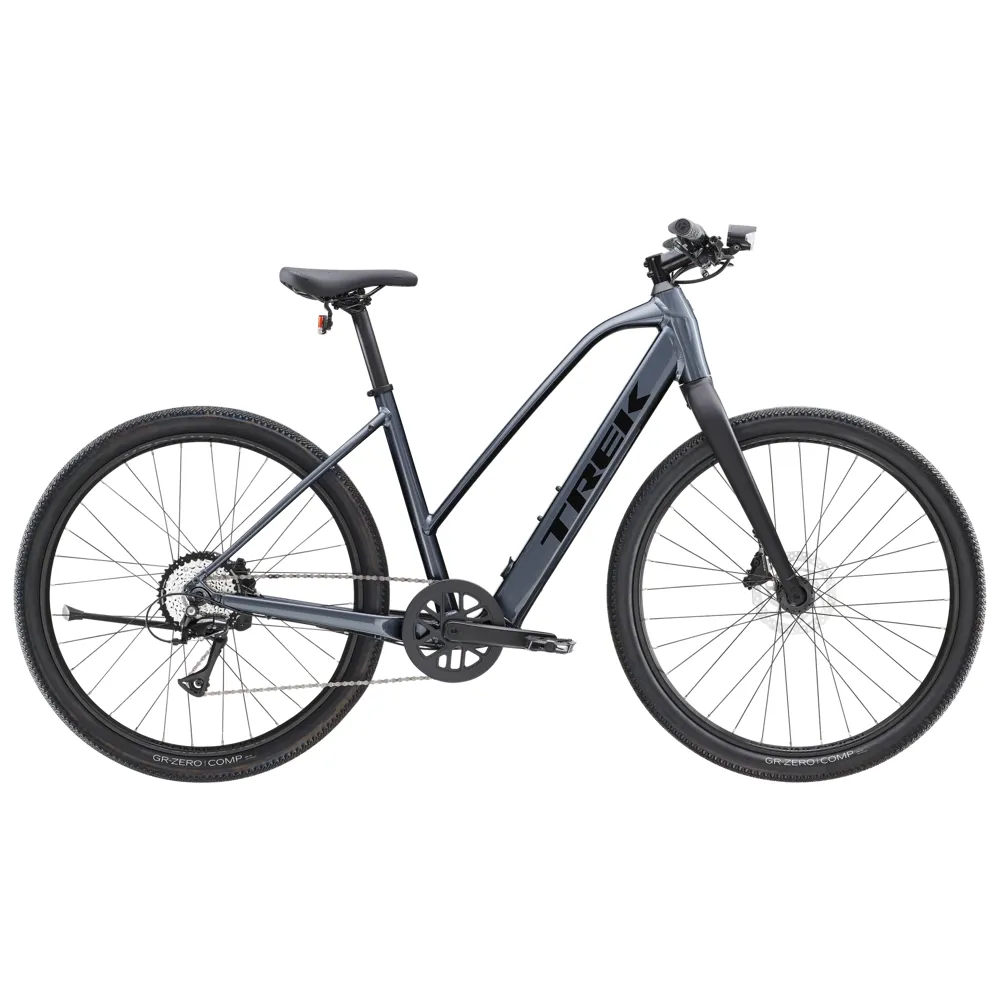 Team Cycles Trek TREK Dual Sport+ 2 Stagger LT 250Wh Electric Hybrid Bike in Galactic Grey | Interest FREE Finance & Online Refund Policy.
