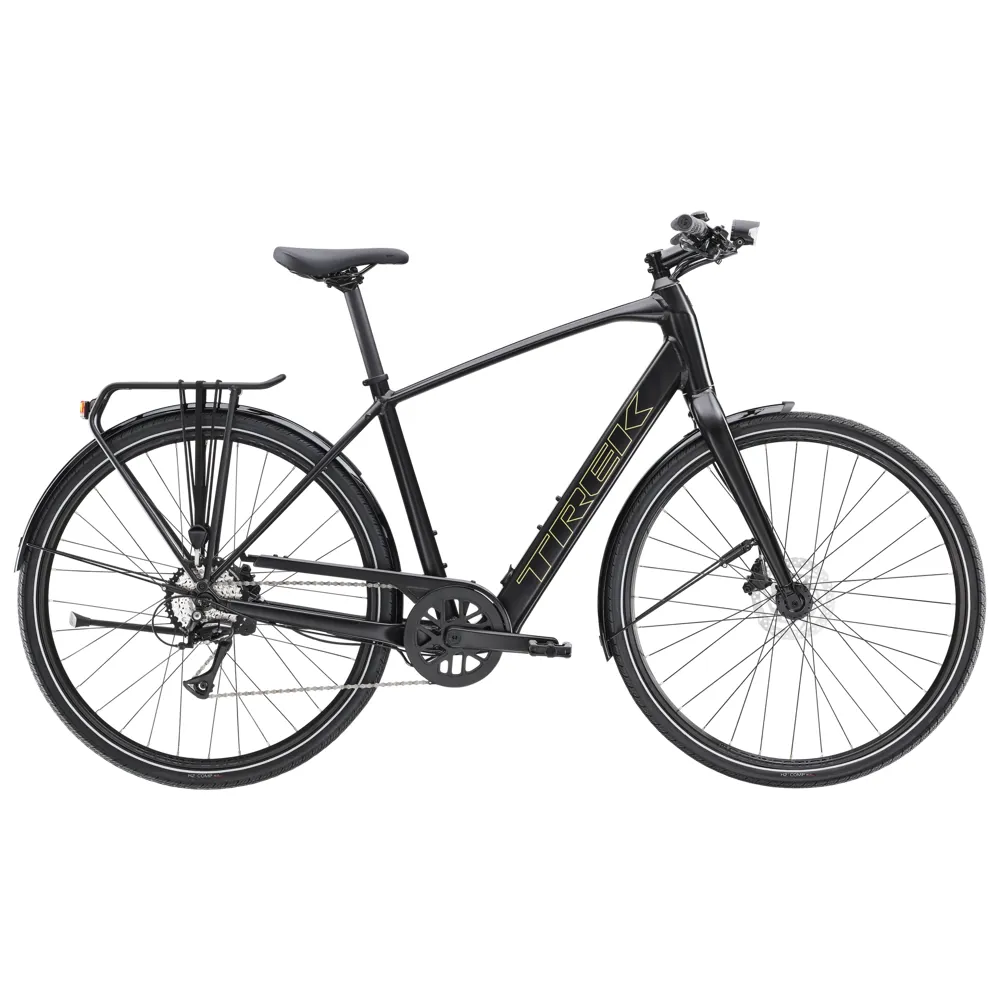 Team Cycles Trek TREK FX+ 2 LT 250Wh Electric Hybrid Bike in Satin TREK Black | Interest FREE Finance & Online Refund Policy.