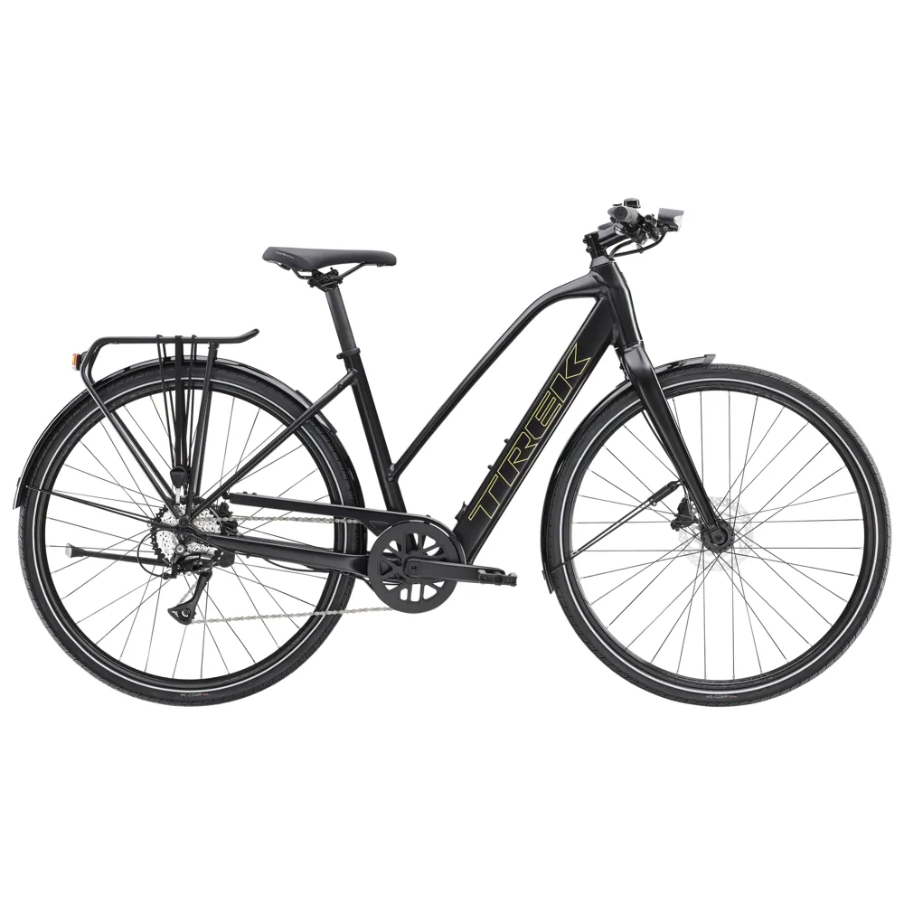 Team Cycles Trek TREK FX+ 2 Stagger LT 250Wh Electric Hybrid Bike in Satin TREK Black | Interest FREE Finance & Online Refund Policy.