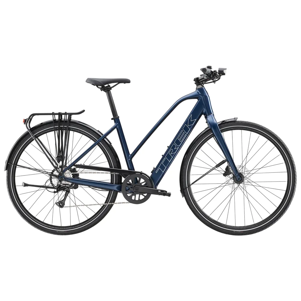 Team Cycles Trek TREK FX+ 2 Stagger LT 250Wh Electric Hybrid Bike in Mulsanne Blue | Interest FREE Finance & Online Refund Policy.