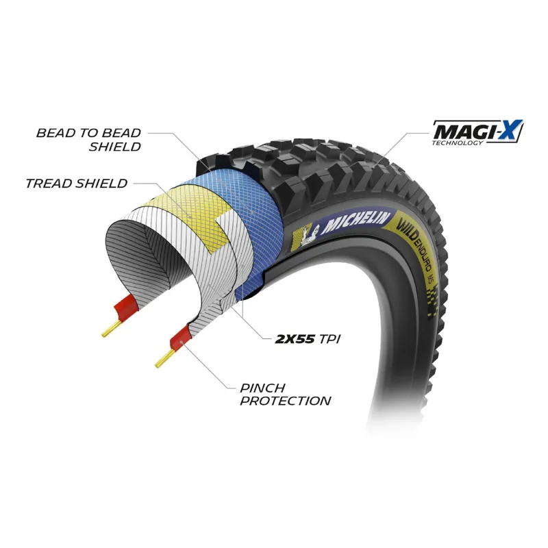 Michelin Wild Enduro MS Racing Line Mountain Bike Tyre in Blue and Yellow - 27.5 and 29er-1
