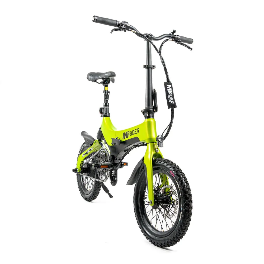 Team Cycles Mirider MiRiDER One Hope Edition 252Wh Folding Electric Bike in Acid Green | Interest FREE Finance & Online Refund Policy.