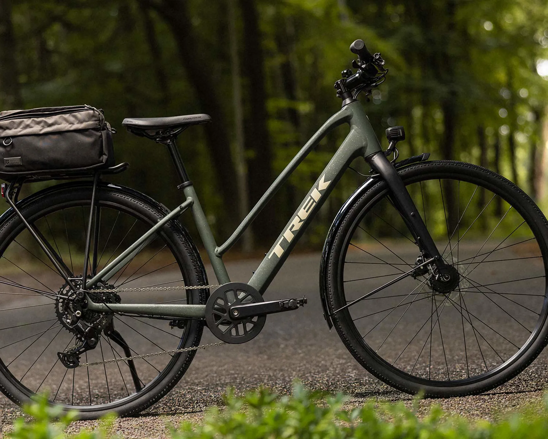 Trek Hybrid Bike in the woods
