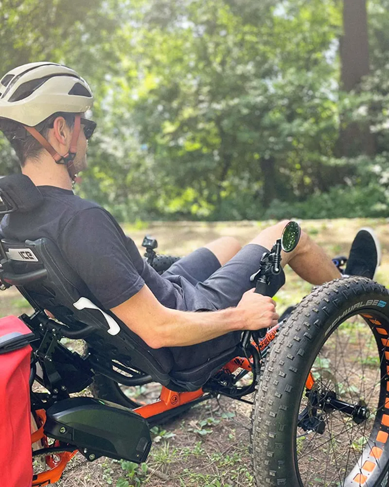 ICE Full Fat Recumbent Trike riding view