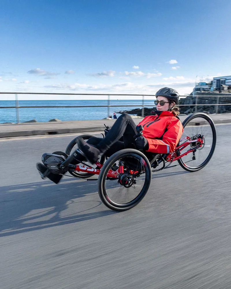 ICE Sprint X Tour Recumbent Trike riding view