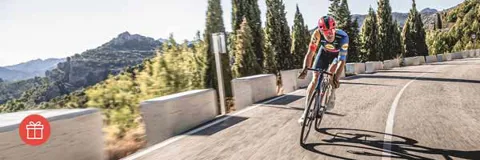 Man riding a trek amdone road bike