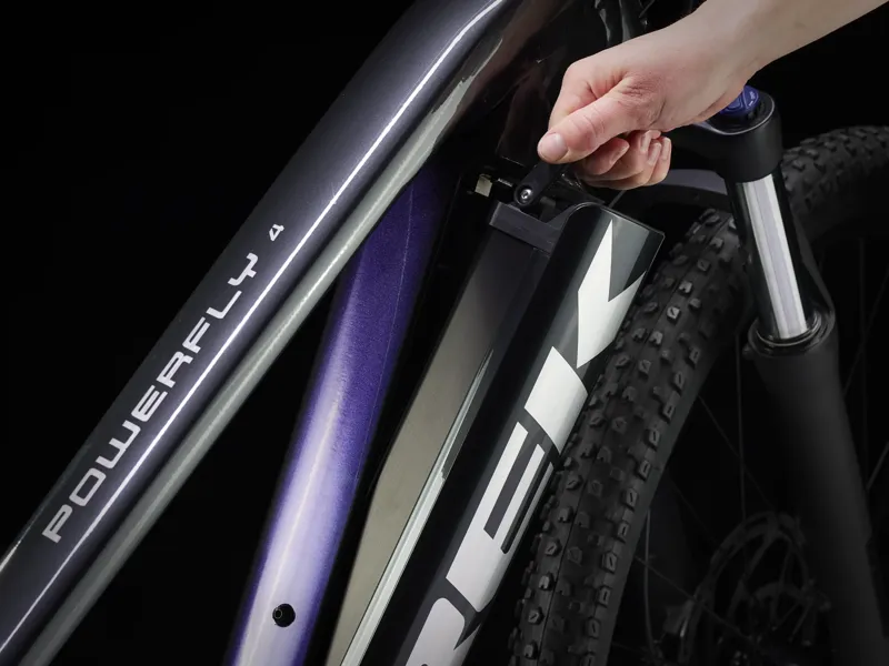 TREK Powerfly 4 625W Gen 4 Electric Mountain Bike in Grey and Purple Flip-3