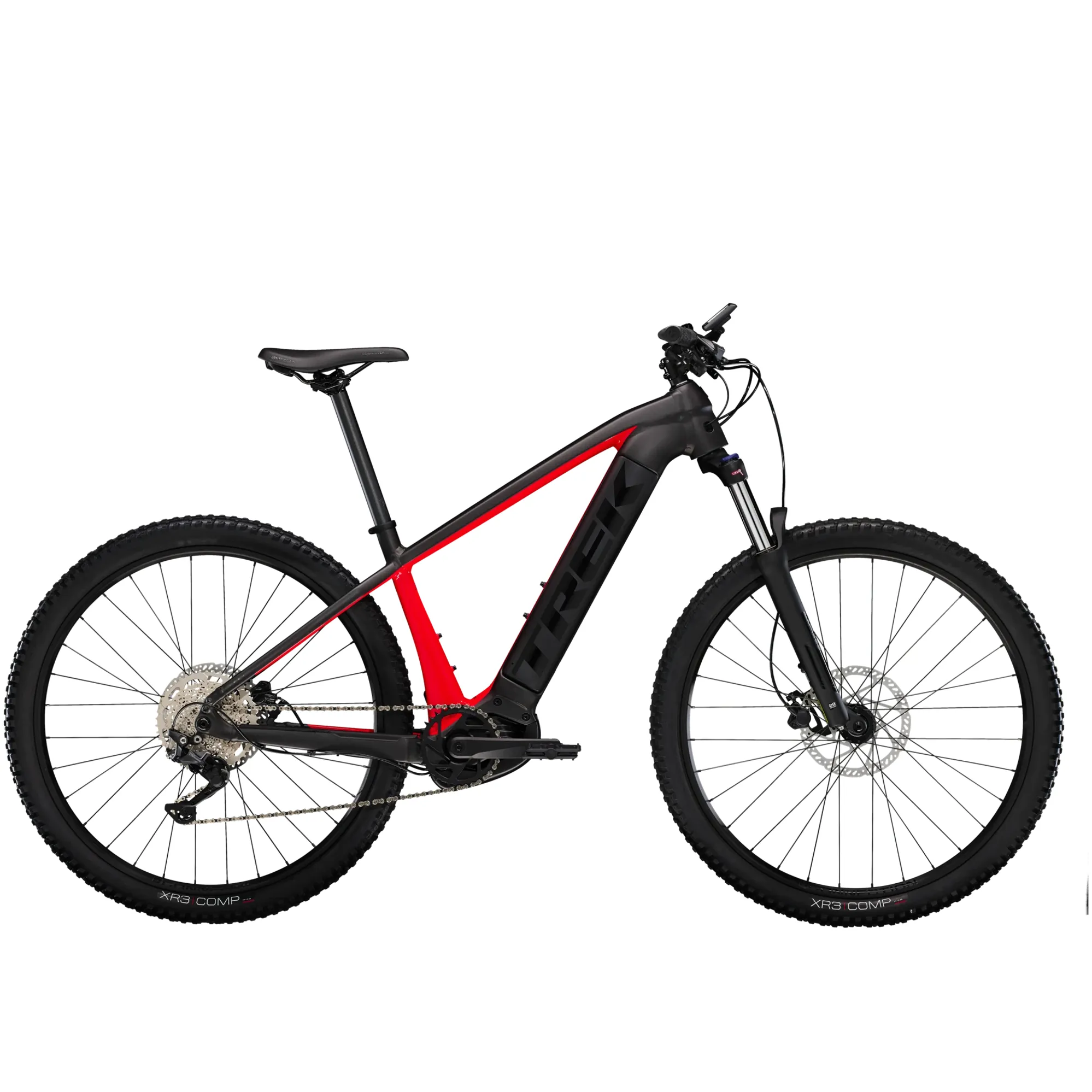 TREK Powerfly 4 625Wh Gen 4 Electric Mountain Bike in Matte Black and Gloss Red