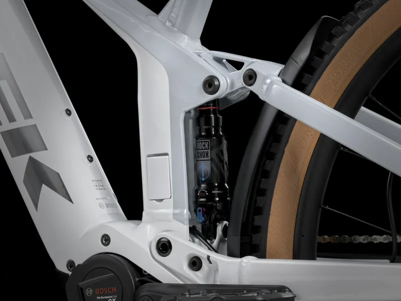 TREK Powerfly FS 7 Gen 3 625Wh Full Suspension Electric Mountain Bike in White Prismatic and Plasma Grey Pearl-5