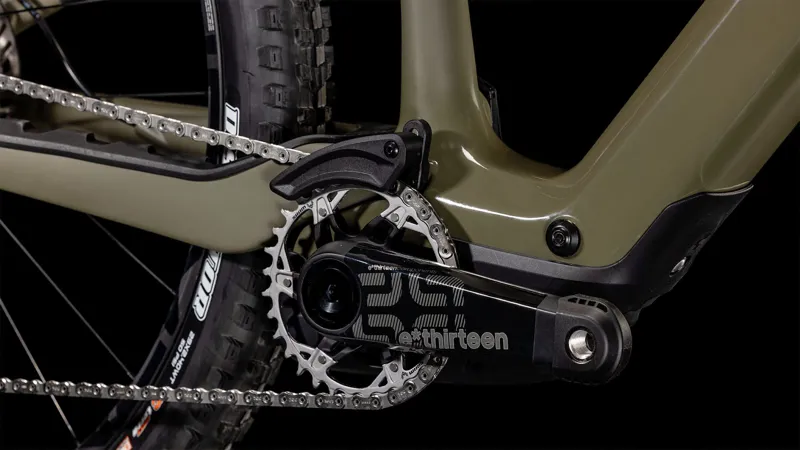 Cube AMS Hybrid ONE44 C:68X SuperTM 400x 400Wh Full Suspension Electric Mountain Bike in Dustyolive and Gold-1
