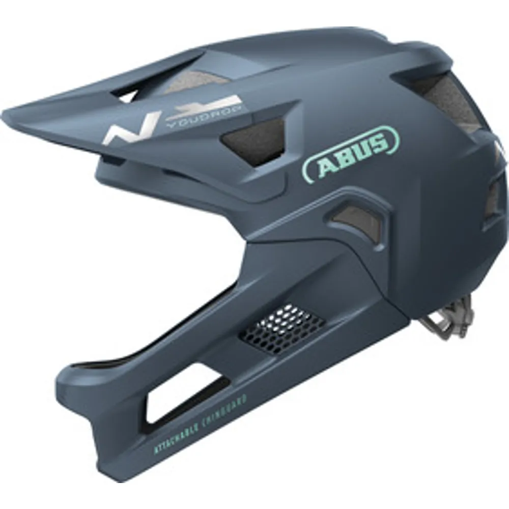 Team Cycles Abus Youdrop FF Kids Full Face Mountain Bike Helmet in Midnight Blue | Interest FREE Finance & Online Refund Policy.