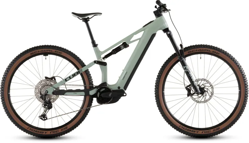 Cube Stereo Hybrid ONE44 HPC Race 800WH Electric Full Suspension Mountain Bike in Driedherbs and Black