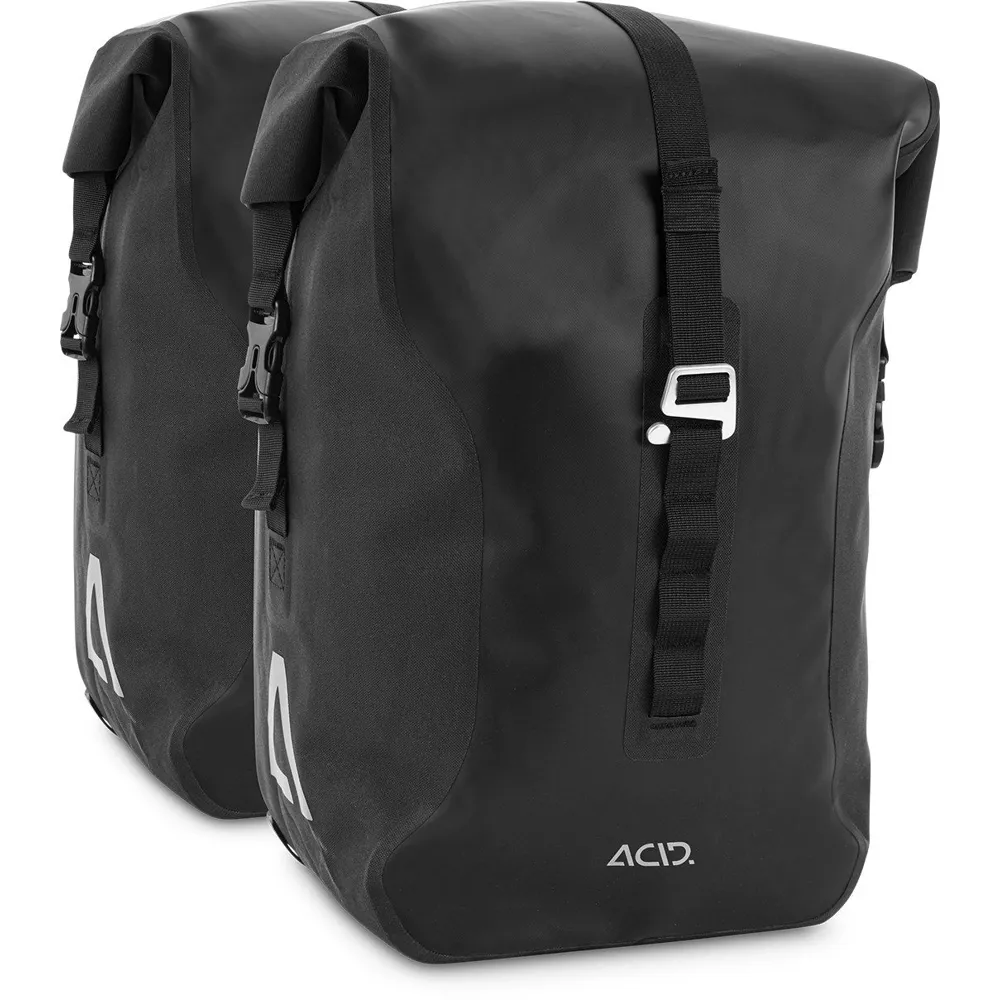Team Cycles Acid TRAVLR PRO 20/2 Pannier Bags in Black | Interest FREE Finance & Online Refund Policy.