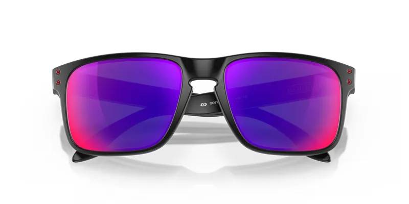 Oakley Holbrook Sunglasses in Matte Black and Red Iridium-3