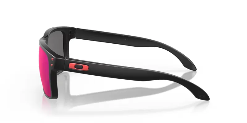 Oakley Holbrook Sunglasses in Matte Black and Red Iridium-4