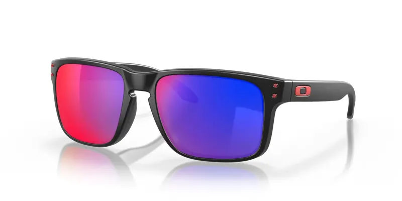 Oakley Holbrook Sunglasses in Matte Black and Red Iridium-5