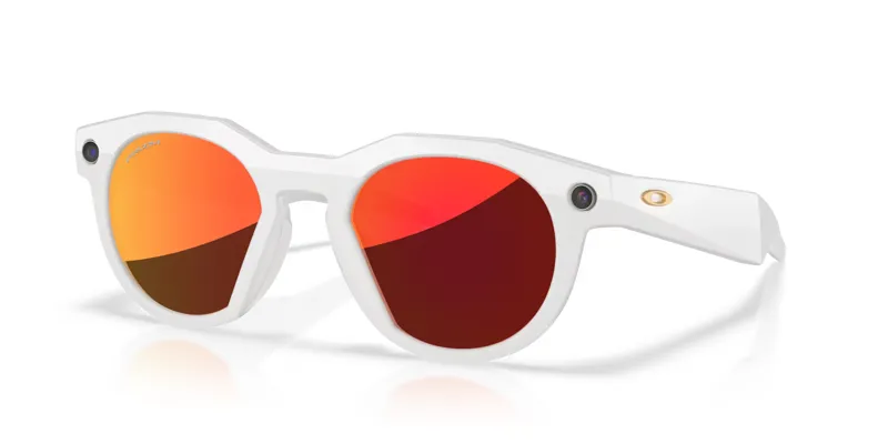 Oakley Meta HSTN Glasses in Warm Grey with Prizm Ruby Lenses-3