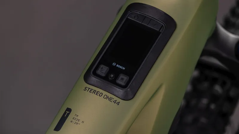 Cube Stereo Hybrid ONE44 HPC TM 800Wh Electric Full Suspension Mountain Bike in Reedgreen and Matrix-1