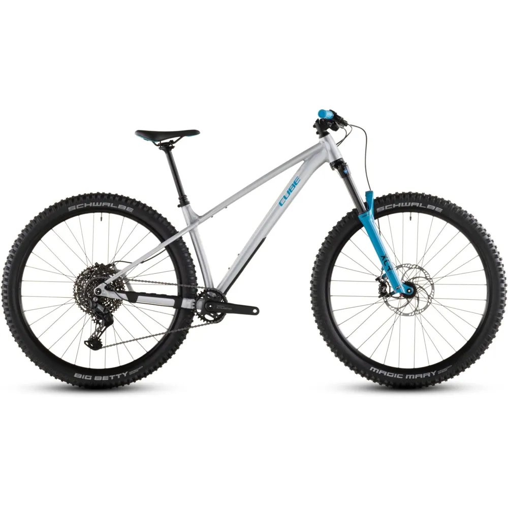 Team Cycles Cube Reaction TM One Mountain Bike in Rawmetal and Blue | Interest FREE Finance & Online Refund Policy.