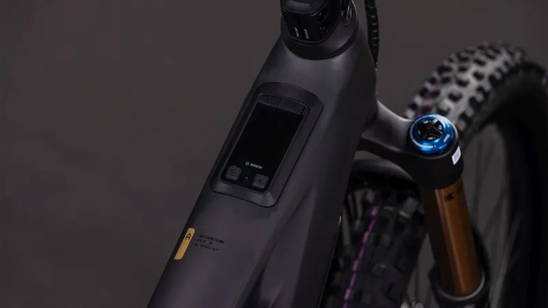 Cube Stereo Hybrid ONE77 HPC AT 800Wh Electric Full Suspension Mountain Bike in Carbon and Gold-4