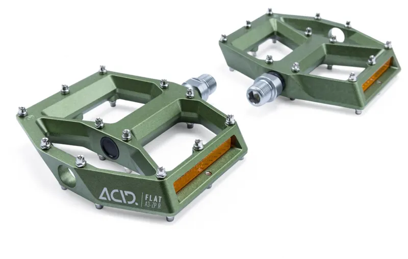 Acid A3-ZP R Flat Mountain Bike Pedals in Olive-2