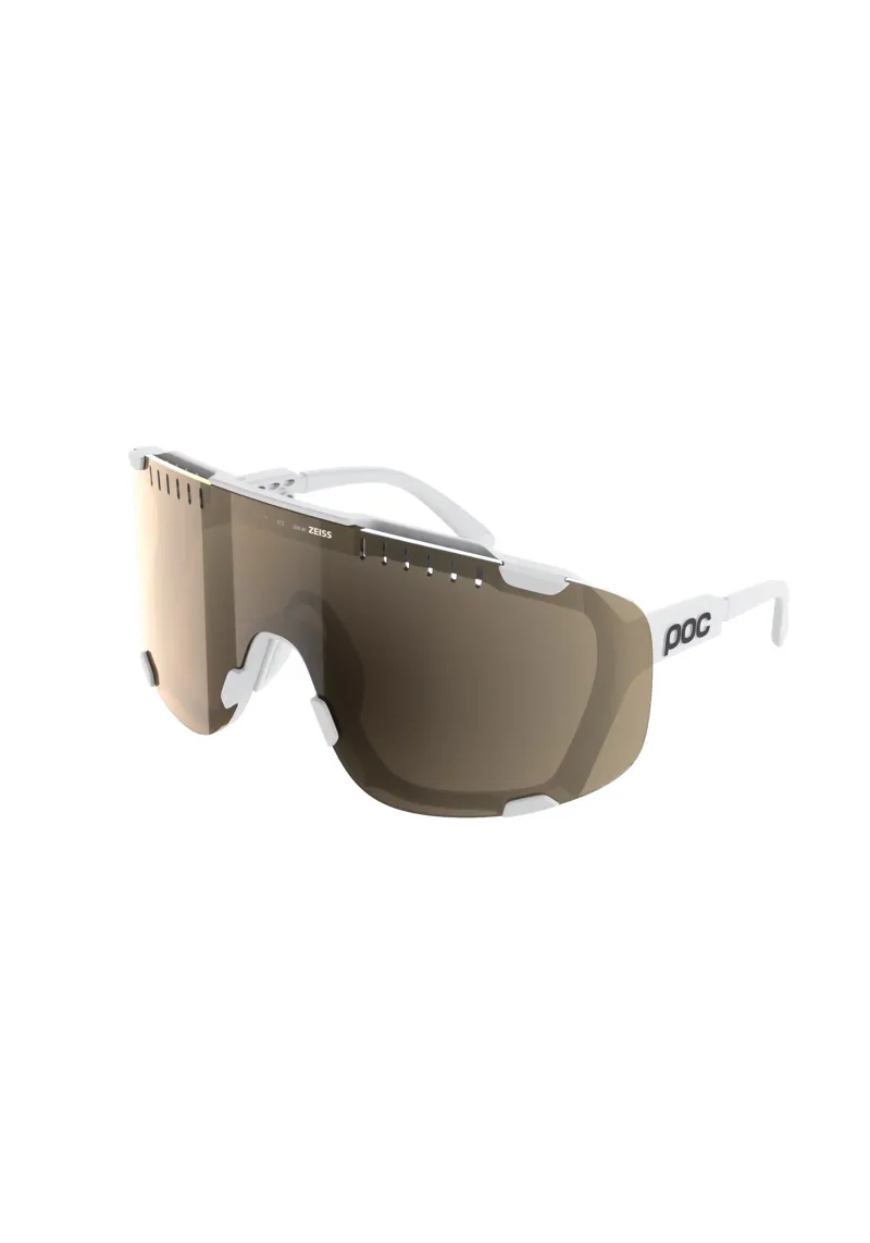 POC Devour+ Sunglasses in Hydrogen White with Clarity Trail and Partly Sunny Silver Cat. 2 Lenses