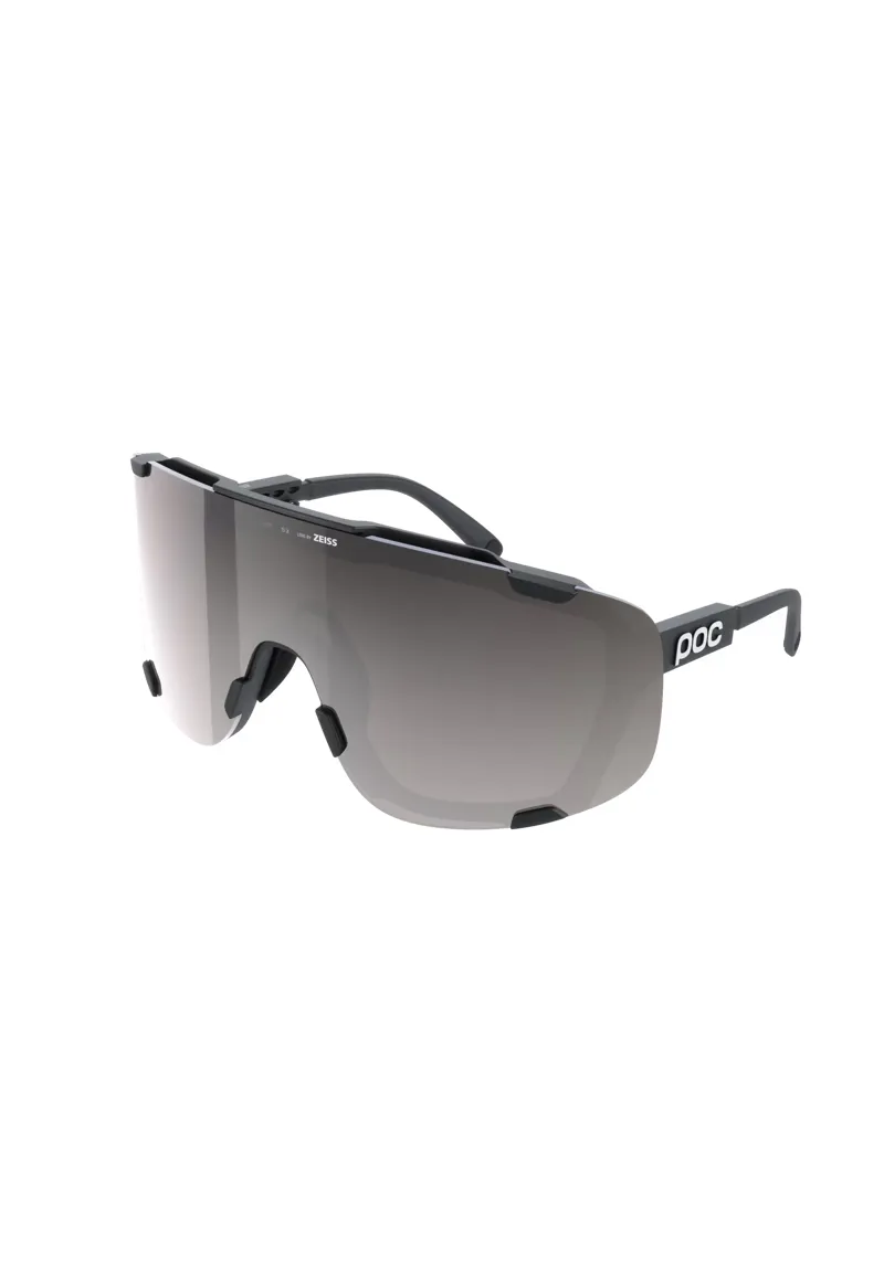POC Devour+ Sunglasses in Uranium Black with Clarity Road and Sunny Silver Cat. 3 Lenses