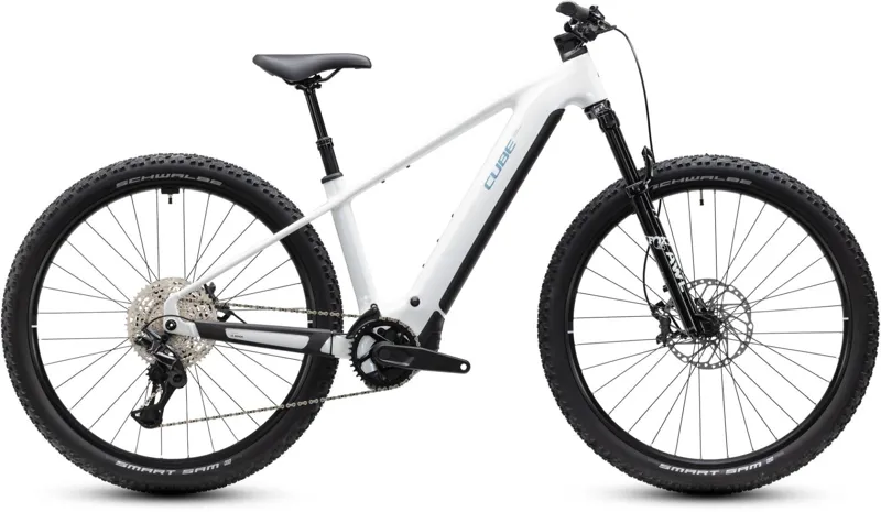 Cube Reaction Hybrid Race 800Wh Electric Mountain Bike in Snow and Black