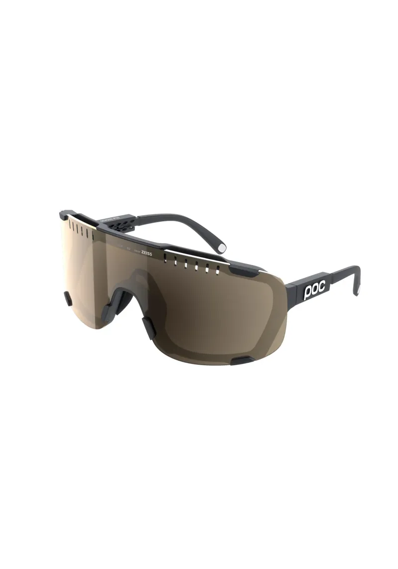 POC Devour Mid Sunglasses in Uranium Black with Clarity Trail and Partly Sunny Silver Cat. 2 Lenses