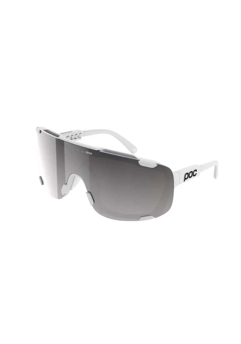 POC Devour Mid Sunglasses in Hydrogen White with Clarity Road and Sunny Silver Cat. 3 Lenses