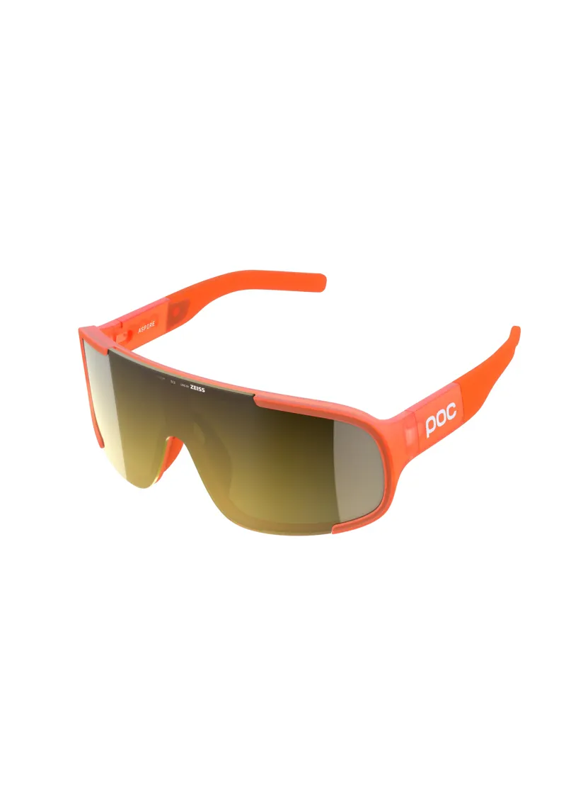 Aspire Bike Sunglasses in Fluorescent Orange with Translucent Clarity Road Partly Sunny Gold Cat 2 Lens