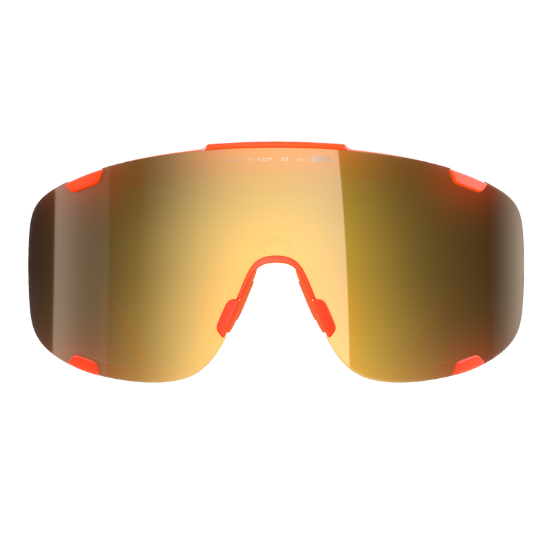 POC Devour Cycling Sunglasses in Fluo Orange Translucent Clarity Road and Partly Sunny Gold-2