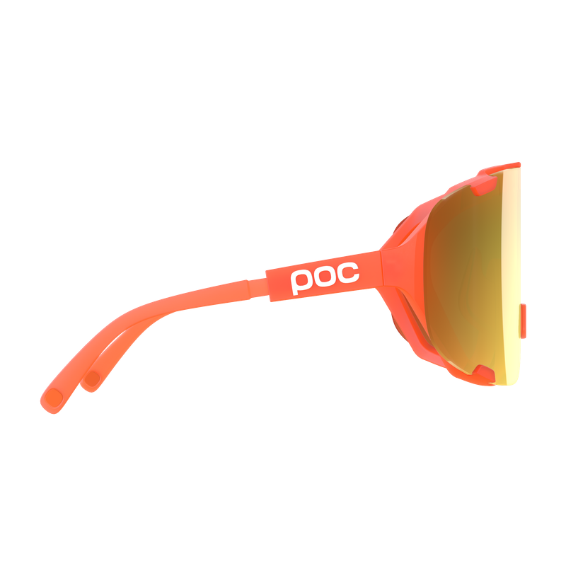 POC Devour Cycling Sunglasses in Fluo Orange Translucent Clarity Road and Partly Sunny Gold-1