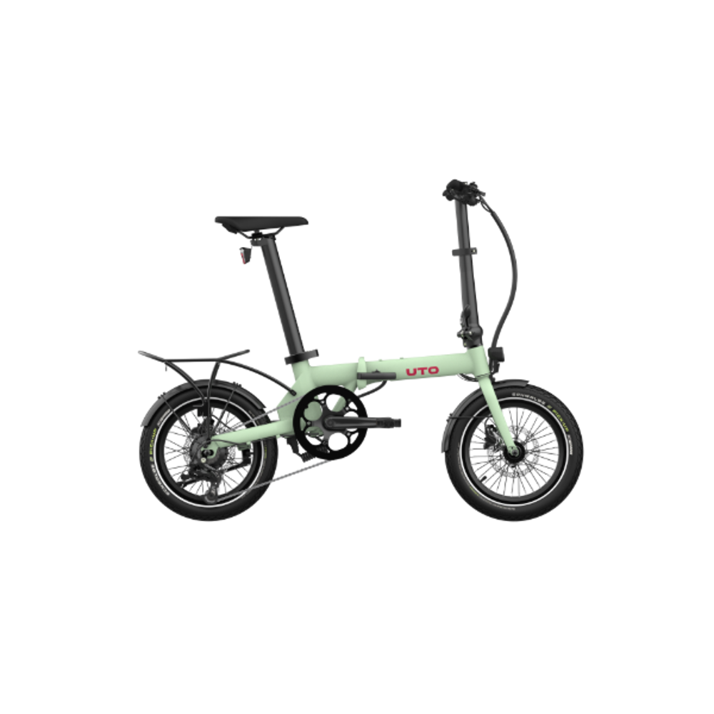 Team Cycles Uto UTO Morning OG16 230Wh Electric Folding Bike in Sage Green | Interest FREE Finance & Online Refund Policy.