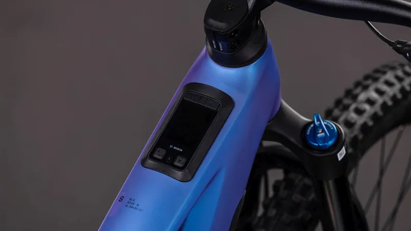 Cube Stereo Hybrid ONE77 HPC SLX 800Wh Electric Full Suspension Mountain Bike in Blueiris and Black-4