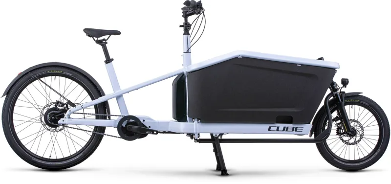 Cube Cargo Dual Hybrid 1000Wh Electric Cargo Bike in Flashwhite and Black