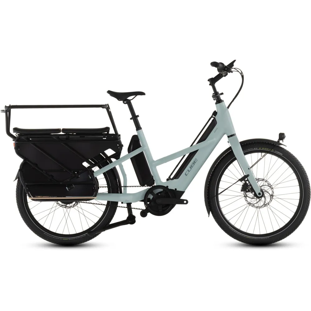 Team Cycles Cube Longtail Hybrid Comfort Family 800Wh Electric Cargo Bike in Haze and Reflex | Interest FREE Finance & Online Refund Policy.