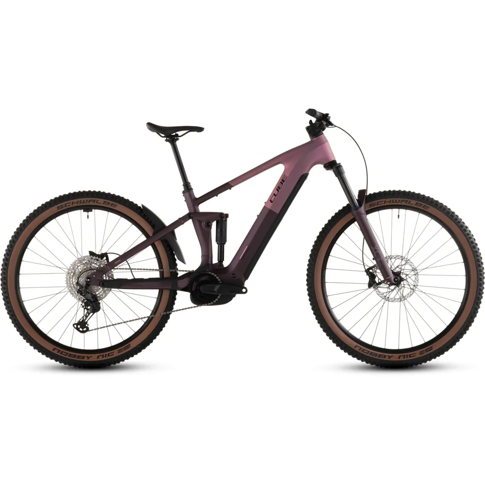 Team Cycles Cube Stereo Hybrid ONE44 PRO 800Wh Full Suspension Electric Mountain Bike in Shiftblush and Raisin | Interest FREE Finance & Online Refund Policy.