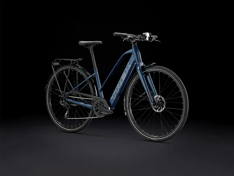 TREK Fx+ 2 Stagger 250Wh Electric Hybrid Bike in Mulsanne Blue-11
