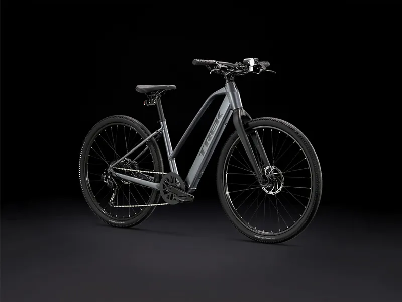 TREK Dual Sport+ 2 Stagger 250Wh Electric Hybrid Bike in Galactic Grey-10