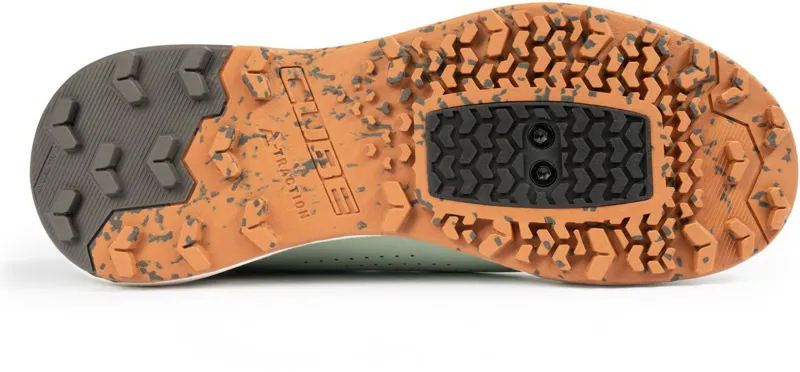 Cube OX Pro Mountain Bike Shoes in Green and Sand-4