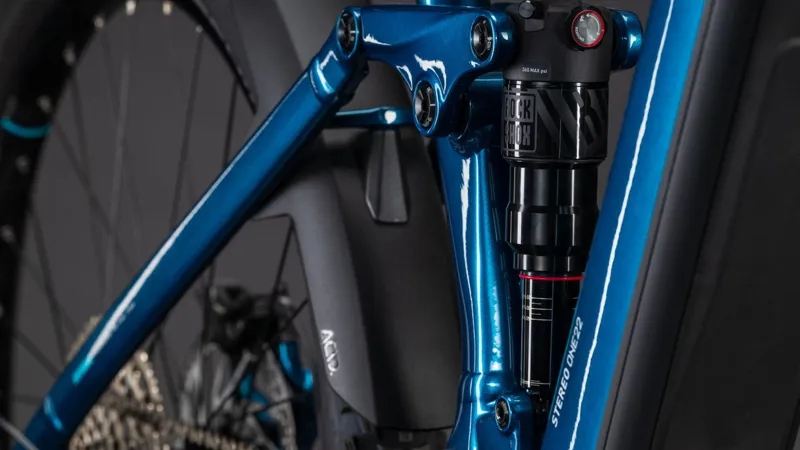 Cube Stereo Hybrid ONE22 Race 800Wh Electric Full Suspension Mountain Bike in Elctricblue and White-1